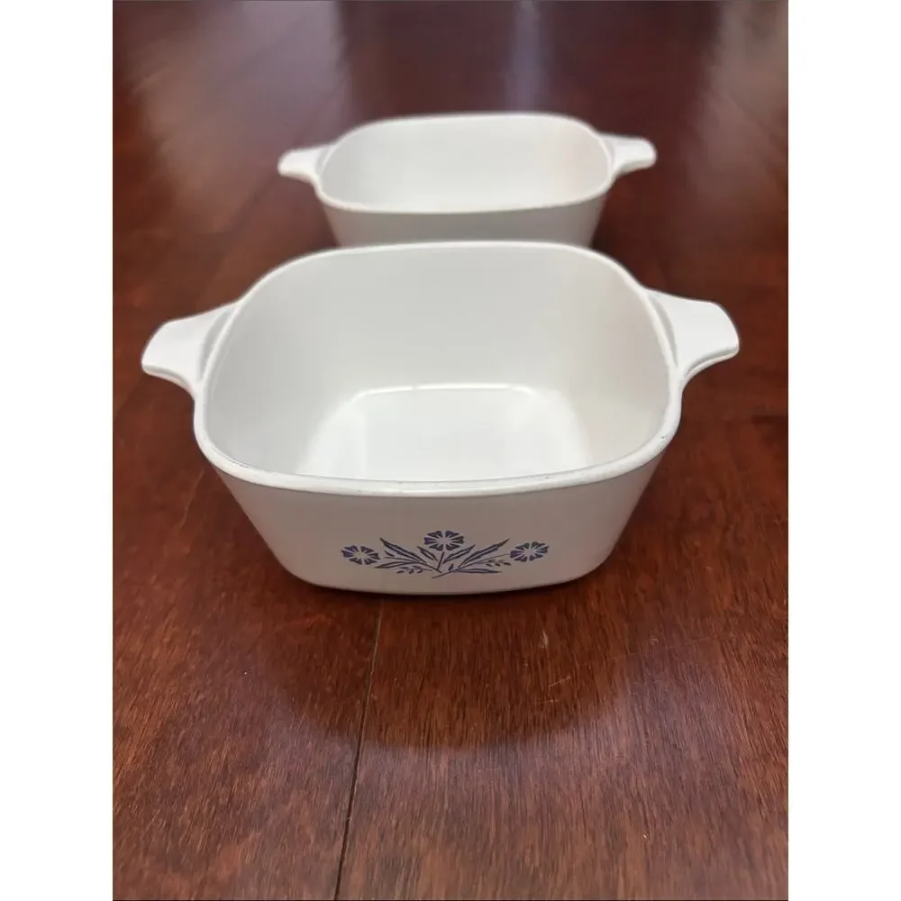 Set of 2 Vintage CorningWare Dishes Featuring the Iconic Blue Corn Pattern